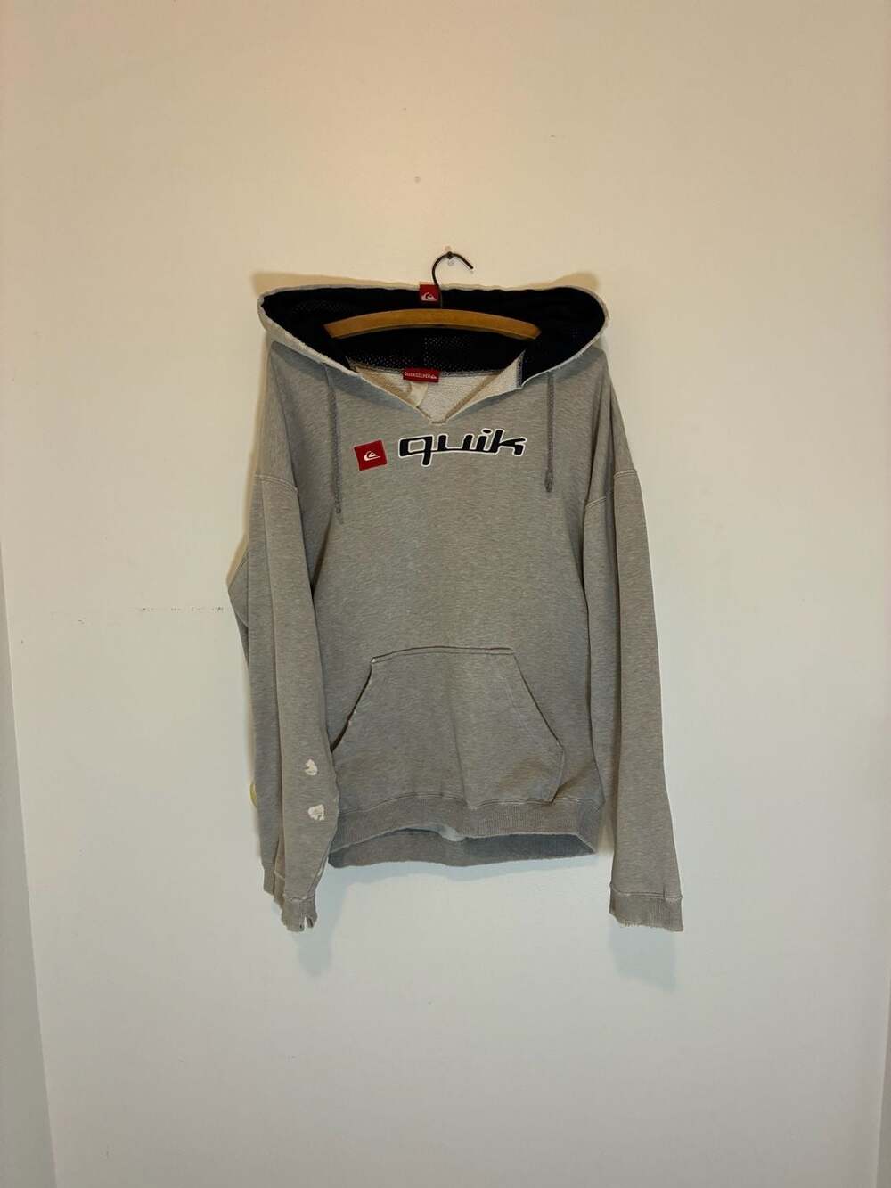 Quiksilver Big Logo Hoodie Gray Vintage Y2K Skate Surf Sweatshirt